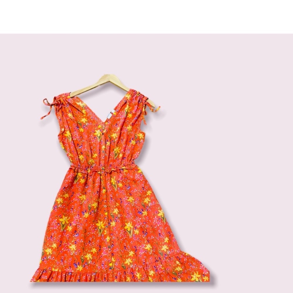 GAP Coral Floral Midi Dress with Yellow Accents - Picture 6 of 8